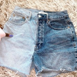 Pacsun Two tone ultra high waisted denim shorts